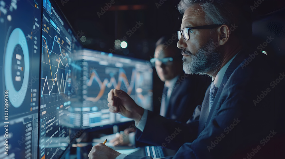 Business Professionals Analyzing Data Reports