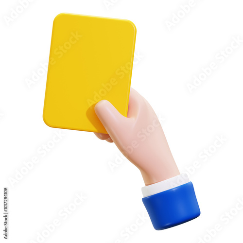 3d Yellow Card icon. suitable for sports themed designs, game related content, penalty illustrations, referee graphics, and soccer related visuals