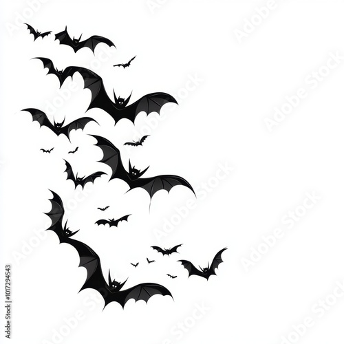 Halloween Bats Flying in White Background