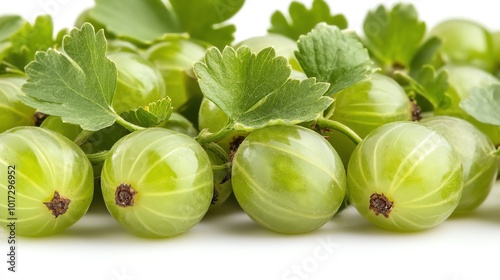 Bright green gooseberries, isolated on a white background