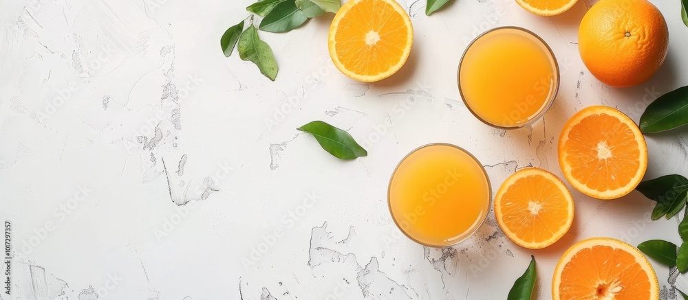 Fresh Orange Juice on a White Table Fresh Orange Juice on a White Table