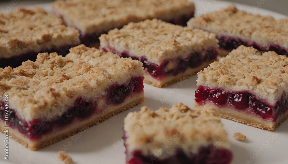 closeup of cherry crumble bars closeup of cherry crumble bars