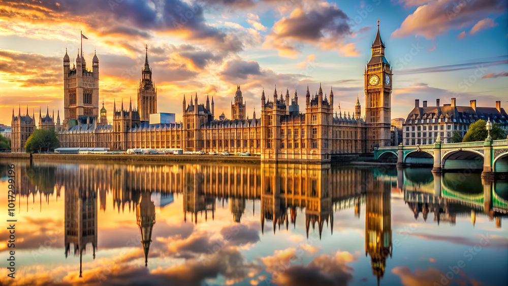 Naklejka premium houses of parliament at night