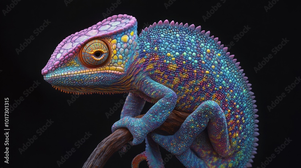 Obraz premium Vibrant Chameleon Close-Up