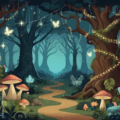 a forest with a forest path and a forest with a forest path.