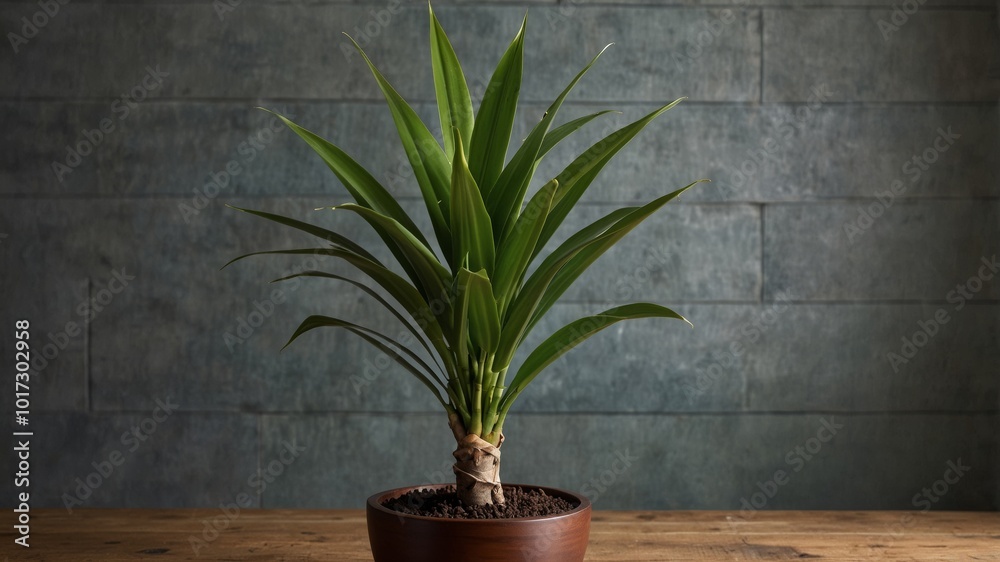 Dracaena Marginata in a Wooden Pot