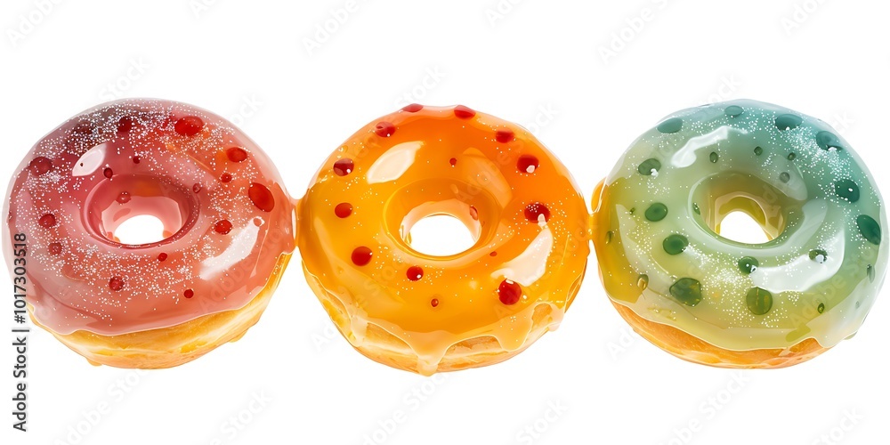 Fototapeta premium Colorful glazed donuts isolated on white background with clipping path