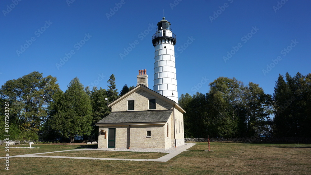 Cana Island Lighthouse on a Clear Day in Door County, Wisconsin Cana Island Lighthouse on a Clear Day in Door County, Wisconsin