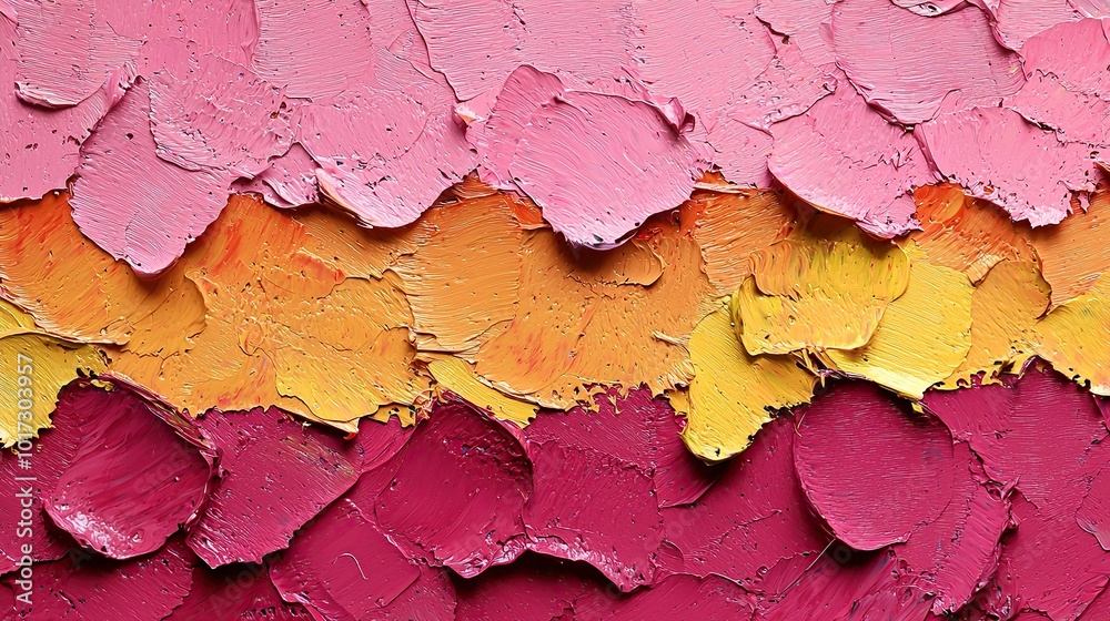 Abstract art with textured strokes of pink, yellow, and red. Abstract art with textured strokes of pink, yellow, and red.