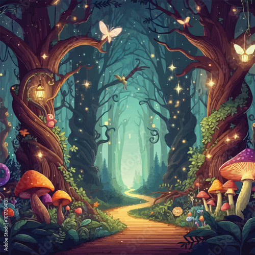a forest with a forest path and a forest with a forest path.