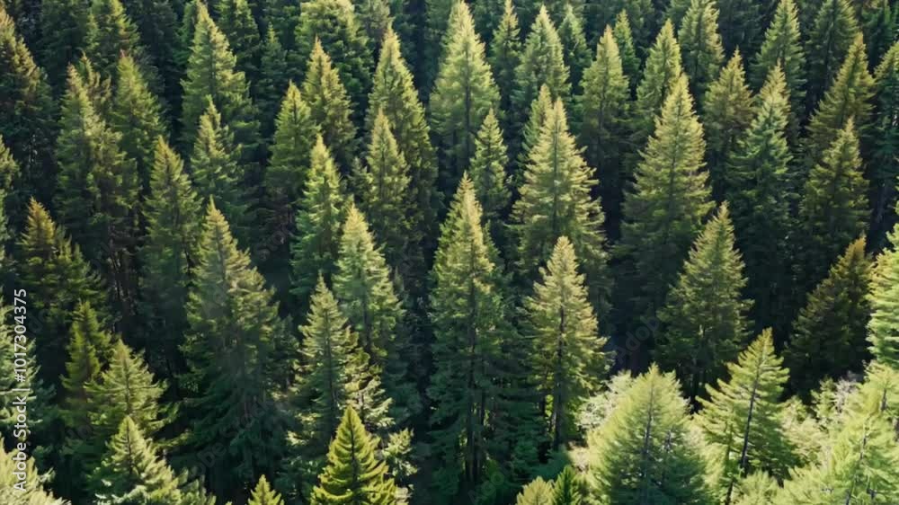 A dense forest of evergreen trees, showcasing a lush green landscape from an aerial perspective. A dense forest of evergreen trees, showcasing a lush green landscape from an aerial perspective.