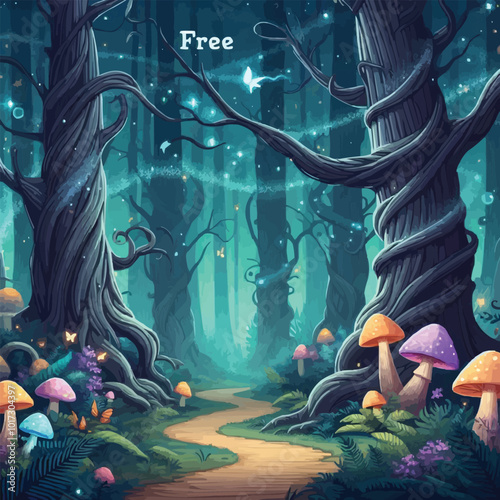 a forest with a forest path and a forest with a forest path.