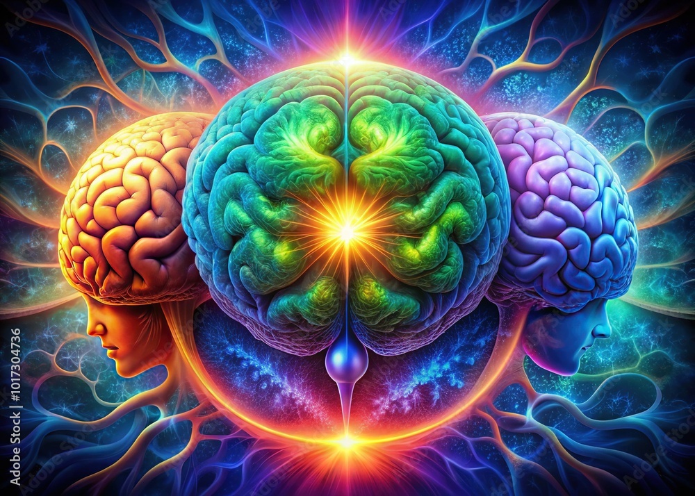 Vibrant illustration of the triune brain concept, showcasing reptilian ...