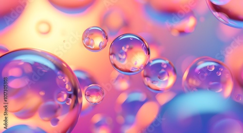 Colorful soap bubbles on white background.render illustration.