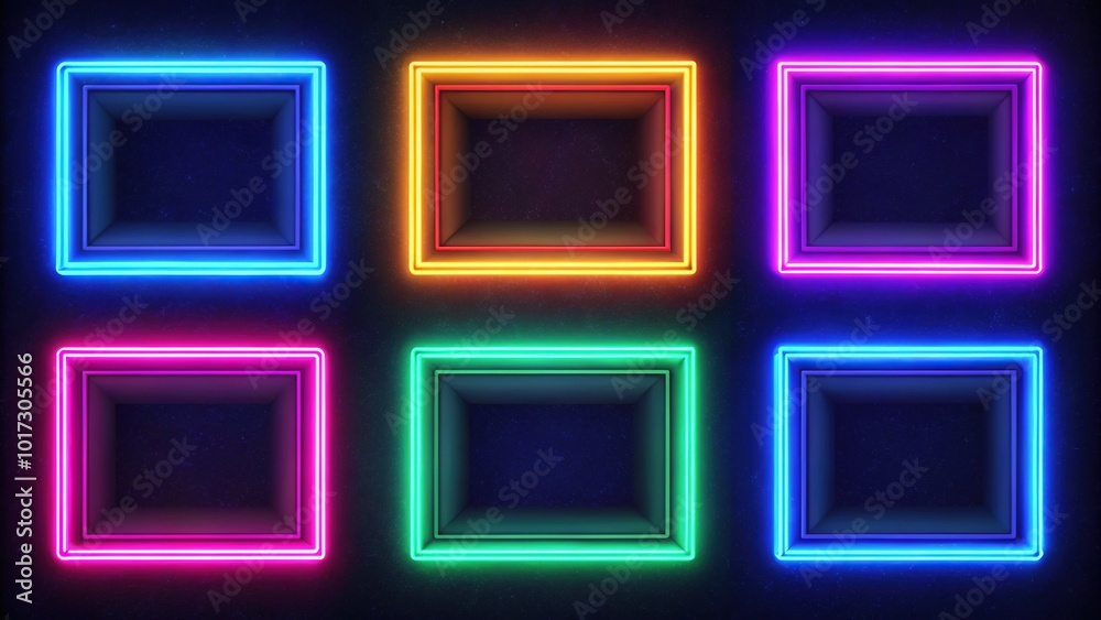 With rectangular wavelet neon frames placed on alpha channel ...