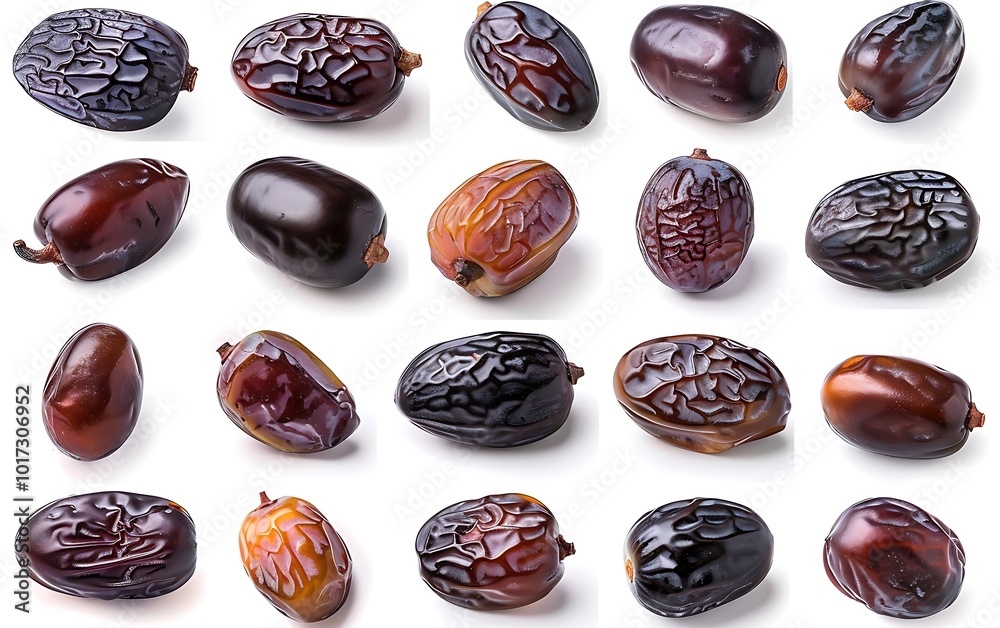 Realistic Detailed Date Fruit Set. Vector illustration.
