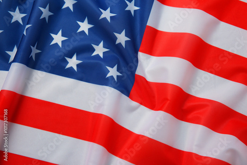 Flag of USA as background, top view