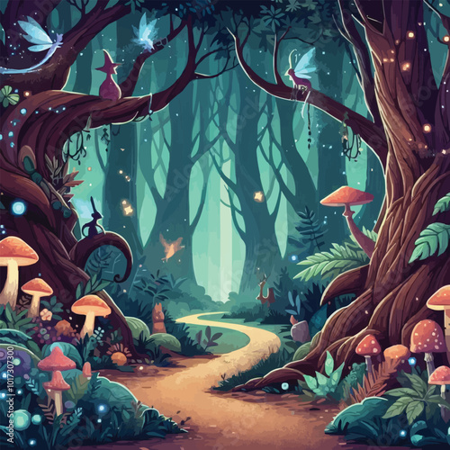 a forest with a forest path and a forest with a forest path.