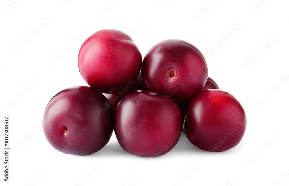 Group of fresh ripe plums isolated on white Group of fresh ripe plums isolated on white