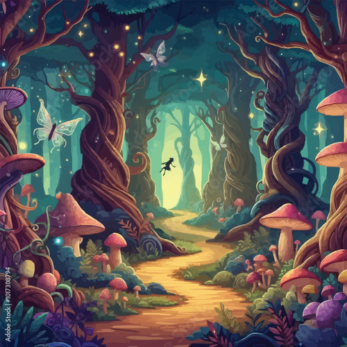a forest with a forest path and a forest with a forest path.