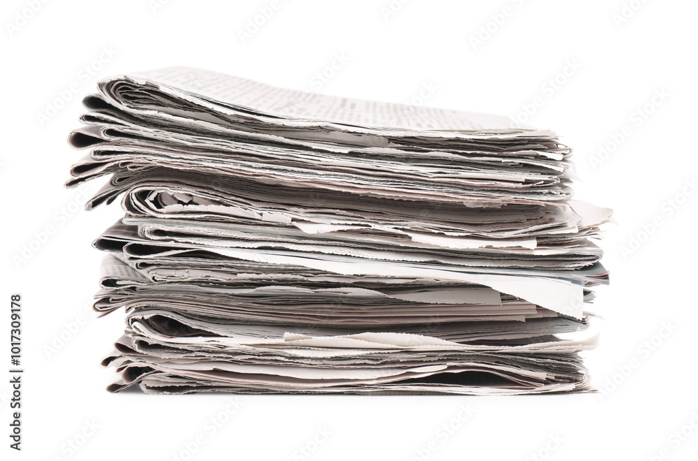 Stack of many newspapers isolated on white Stack of many newspapers isolated on white