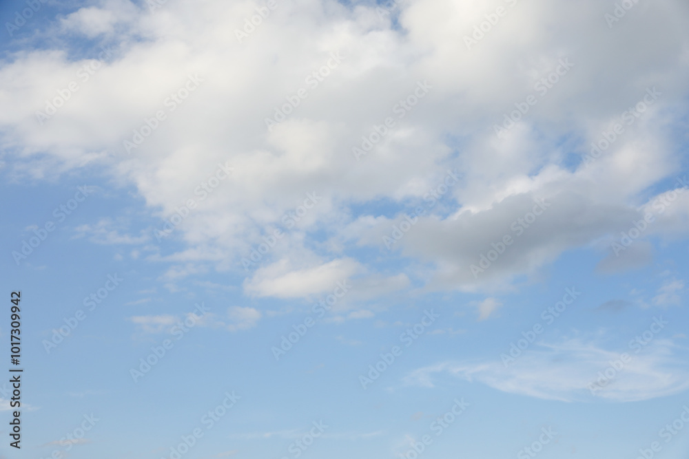 Beautiful view of blue sky with fluffy clouds Beautiful view of blue sky with fluffy clouds