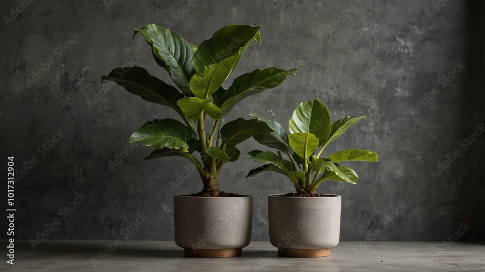 Obraz premium Fiddle Leaf Fig in a Modern Concrete Pot