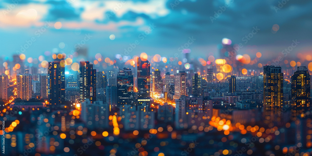 Fototapeta premium blurred Colorful City Night Background with Multicolored Lights