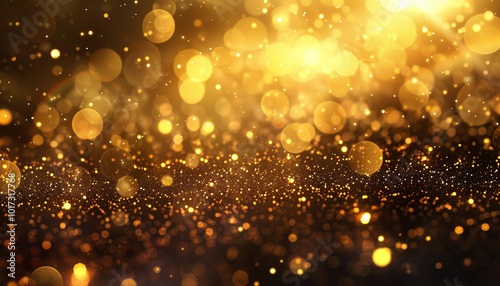 Glittering Gold stars Background with Sparkles