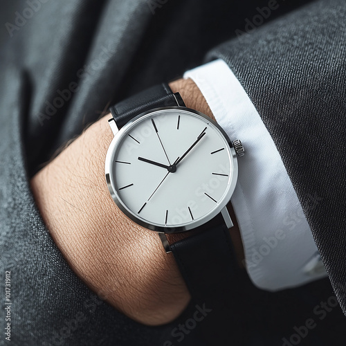 businessman holding clock photo