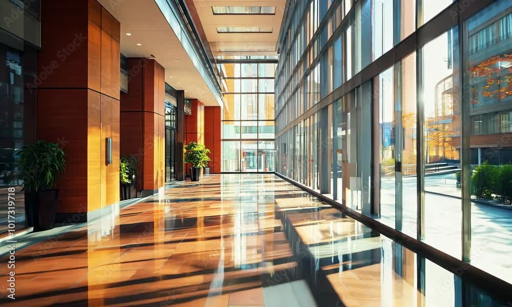 Exploring the Stunning Modern Architecture of a Sunlit City Lobby With Vibrant Reflections and Greenery Exploring the Stunning Modern Architecture of a Sunlit City Lobby With Vibrant Reflections and Greenery