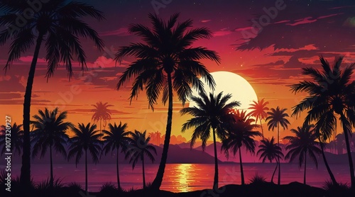 palm trees at sunset