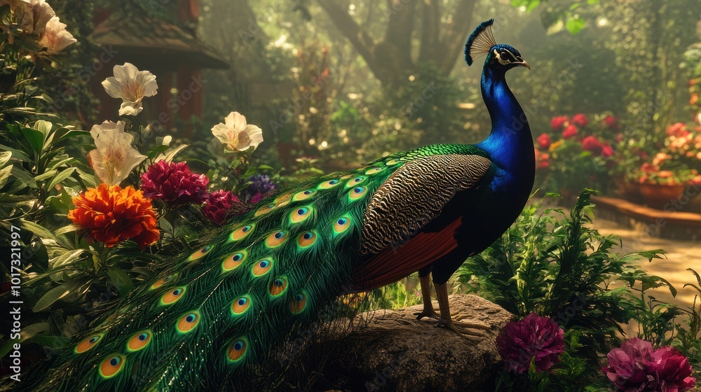 Fototapeta premium Peacock in a Garden