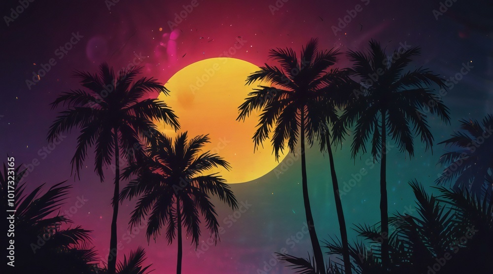 Naklejka premium palm trees at sunset