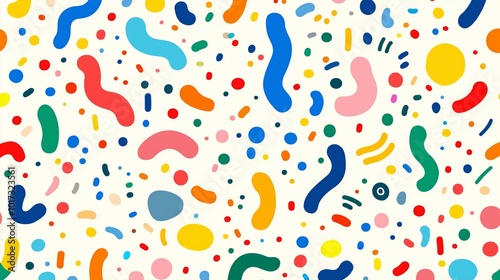 Vibrant Abstract Pattern Colorful Dots and Curves on a Light Background