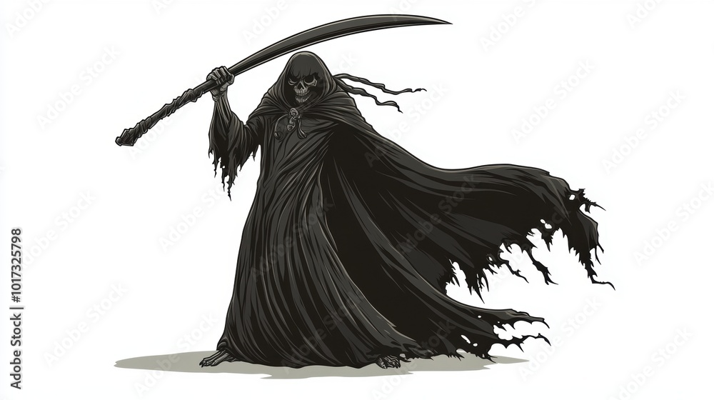 Grim reaper. Digital art painting drawing. Halloween theme poster. Grim reaper. Digital art painting drawing. Halloween theme poster.