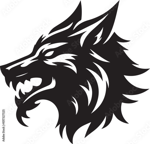 Fenrir logo head silhouette vector black and white