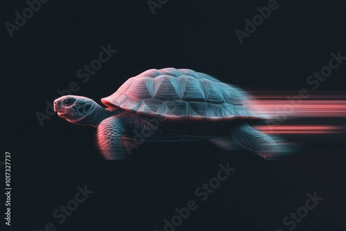 Fast Moving Turtle with Rocket Propulsion Effect photo