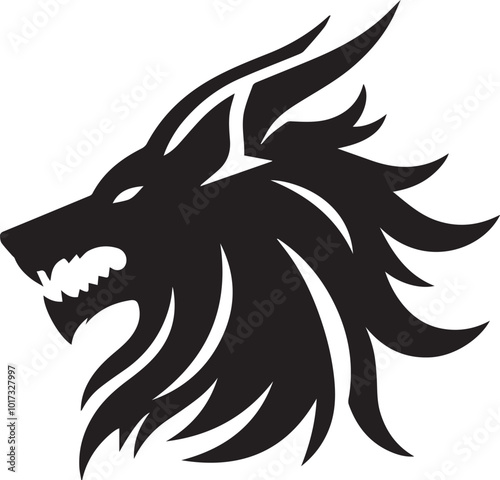 Fenrir logo head silhouette vector black and white