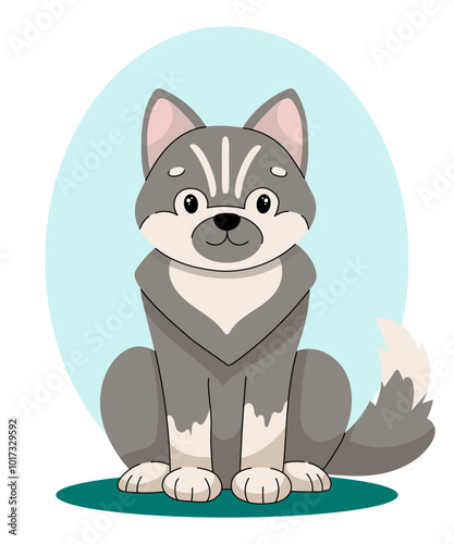 Husky. Vector illustration of sitting dog in flat style.