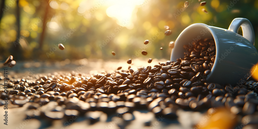 Spilled Coffee Beans in Morning Light Spilled Coffee Beans in Morning Light