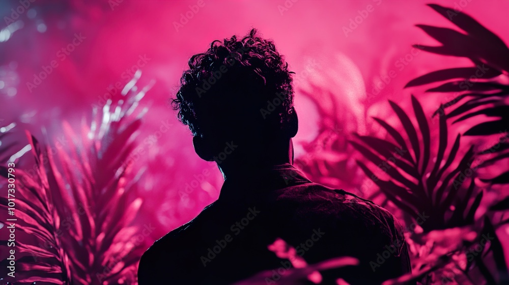 Silhouette of a Man in a Tropical Setting Silhouette of a Man in a Tropical Setting