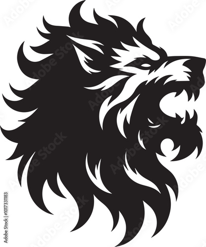 Fenrir logo head silhouette vector black and white