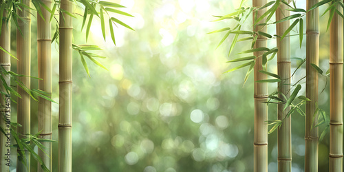 Golden Sunrise in Dense Bamboo Forest