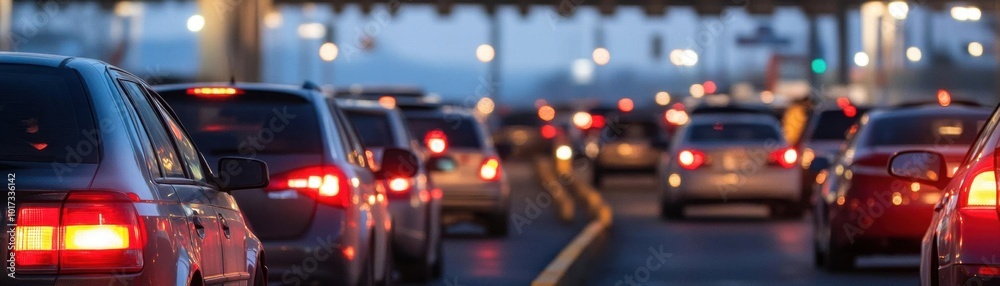 Capture a dramatic close-up of a traffic jam at a border checkpoint, highlighting frustrated drivers and diverse license plates Capture a dramatic close-up of a traffic jam at a border checkpoint, highlighting frustrated drivers and diverse license plates