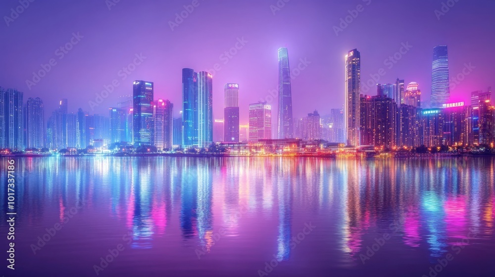Fototapeta premium Modern Guangzhou city lights.