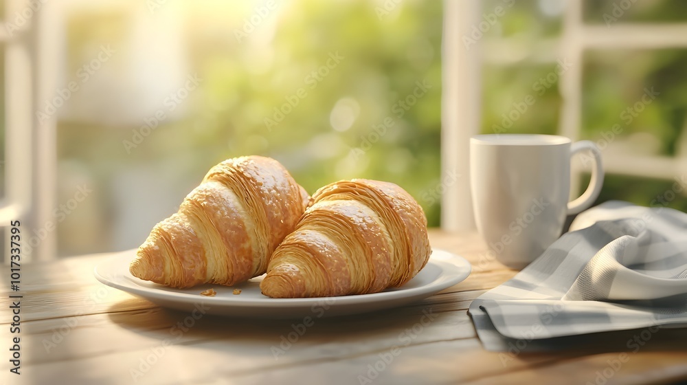 Freshly baked golden and flaky croissants in a 3D digital The croissants are beautifully rendered with intricate details capturing the delicious aroma and texture of this classic French pastry Freshly baked golden and flaky croissants in a 3D digital The croissants are beautifully rendered with intricate details capturing the delicious aroma and texture of this classic French pastry