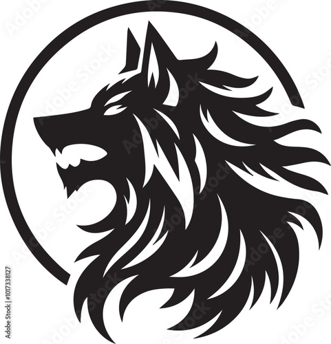 Fenrir logo head silhouette vector black and white