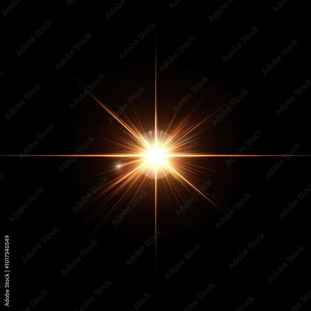 Bright star with lens flare isolated over black background Bright star with lens flare isolated over black background