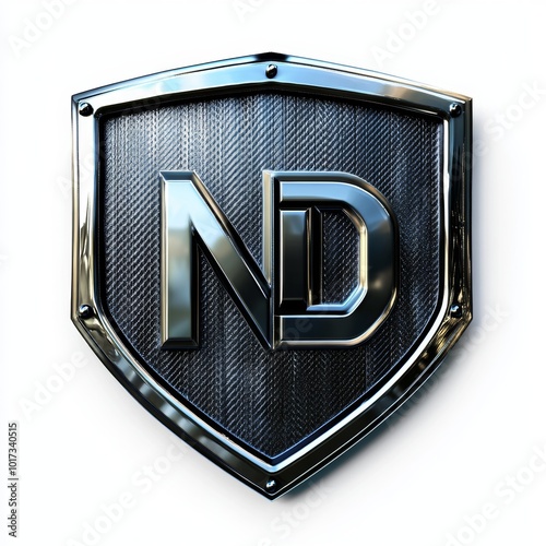 A metallic shield logo featuring stylized letters 'N' and 'D'. photo